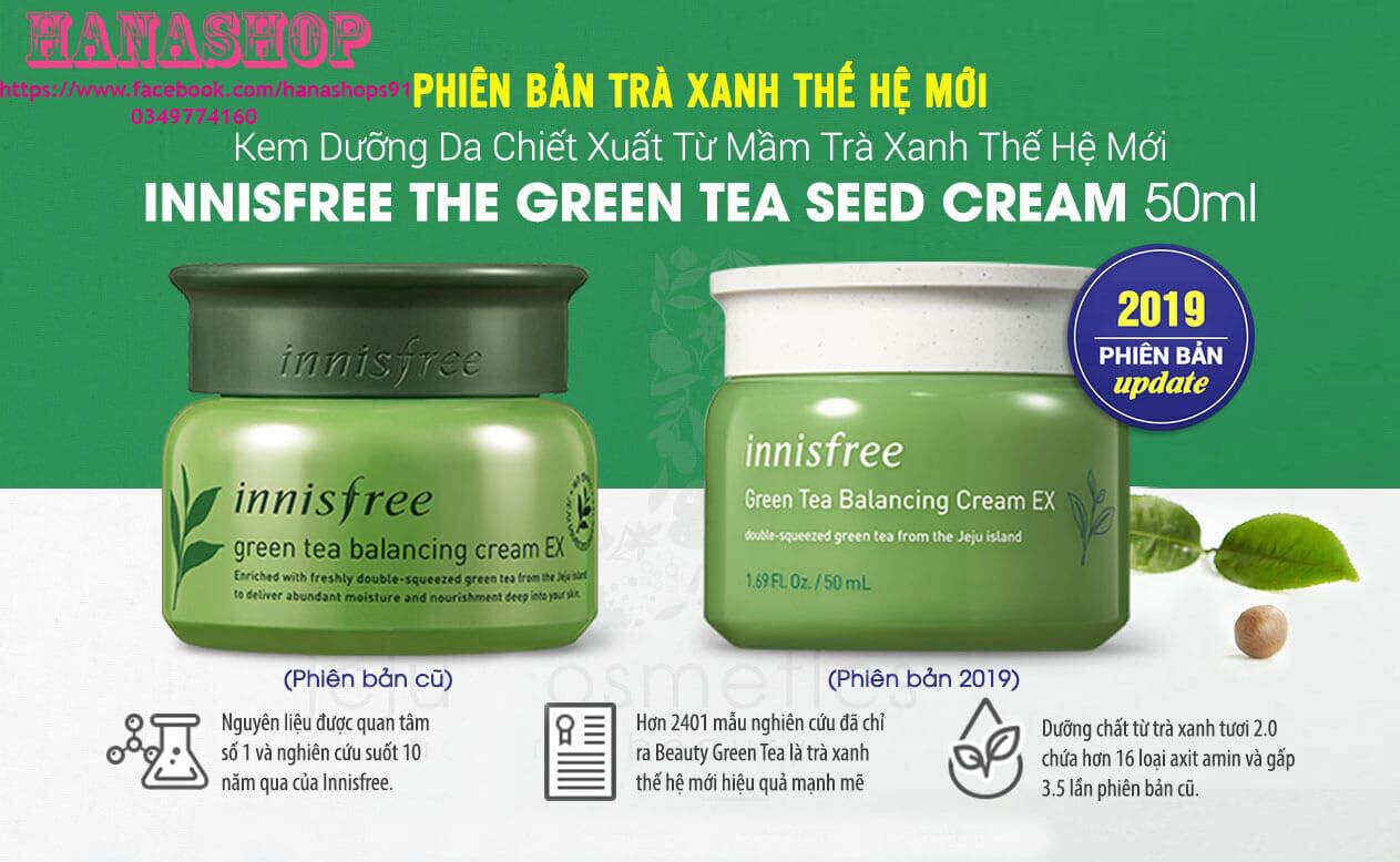 Review kem dưỡng ẩm trà xanh Green Tea Balancing Cream EX Innisfreenew